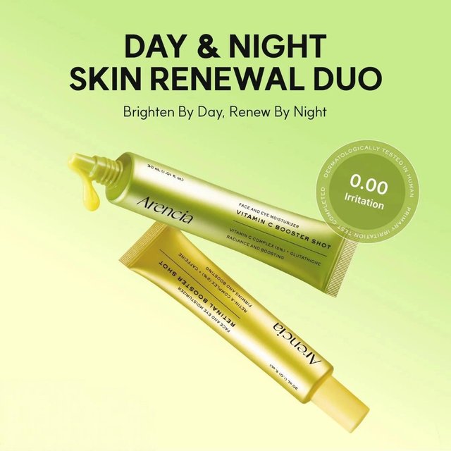 Arencia Vitamin C Booster Shot Face And Eye Cream Brightens Skin Tone Fades Dullness Acne Scars And Provide Antioxidant Benefits