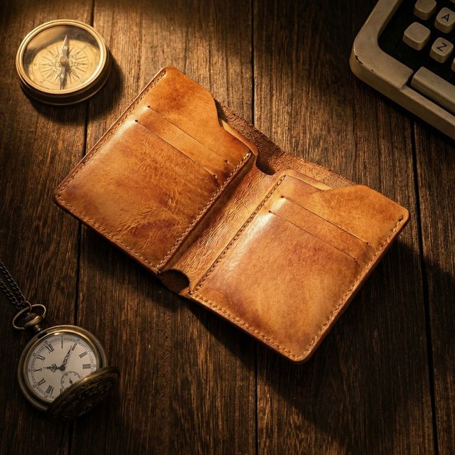 Petit portefeuille rétro en cuir véritable fait à la main pour hommes, porte-cartes EDC vintage durable, portefeuille organisateur multi-cartes pour hommes