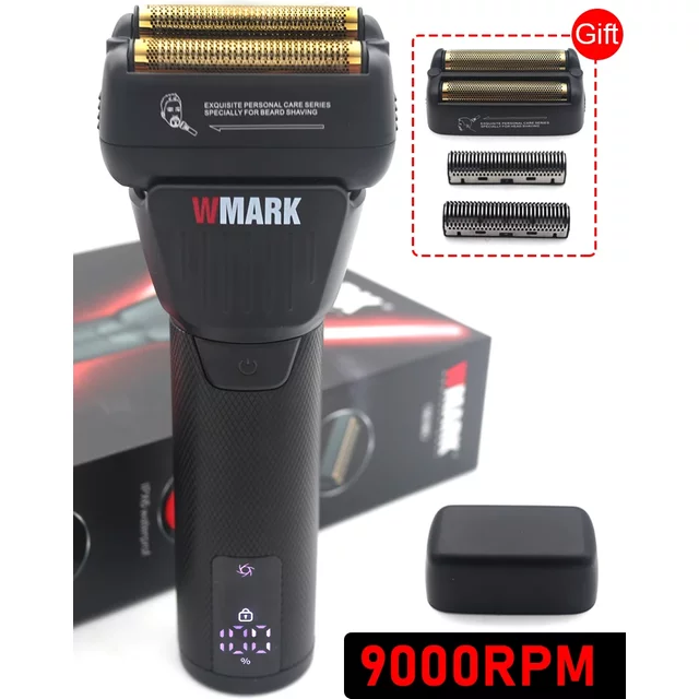 WMARK New Stainless Steel Etched Titanium Plated Two-Blade Mesh Razor Electric Men's Hair Clipper Razor NG-7982