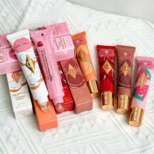 Charlotte 8-Color Hydrating Collagen Lip Gloss Lip Balm Jelly Fruit Flavored Lipstick Moisturizing Non Drying Lip Tilbury Makeup