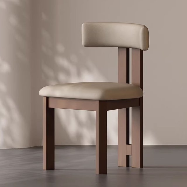 French style dining chair hippo solid wood dining chair wabi-sabi home desk backrest chair Nordic designer makeup chair