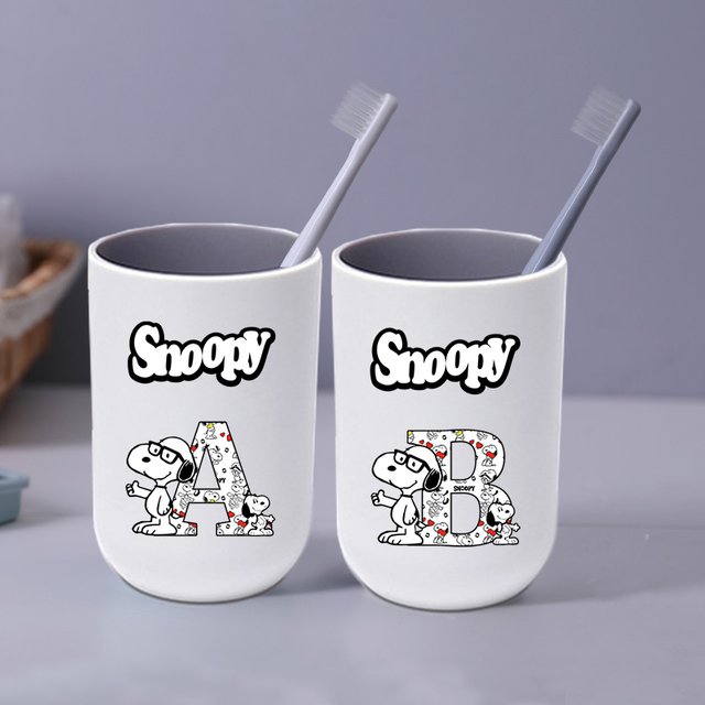 Anime Snoopyed Toothbrush Cups for men Women Cartoon Letter Printed Tooth Glass Couple Home Fashion Simple Toothbrush Cup Gifts