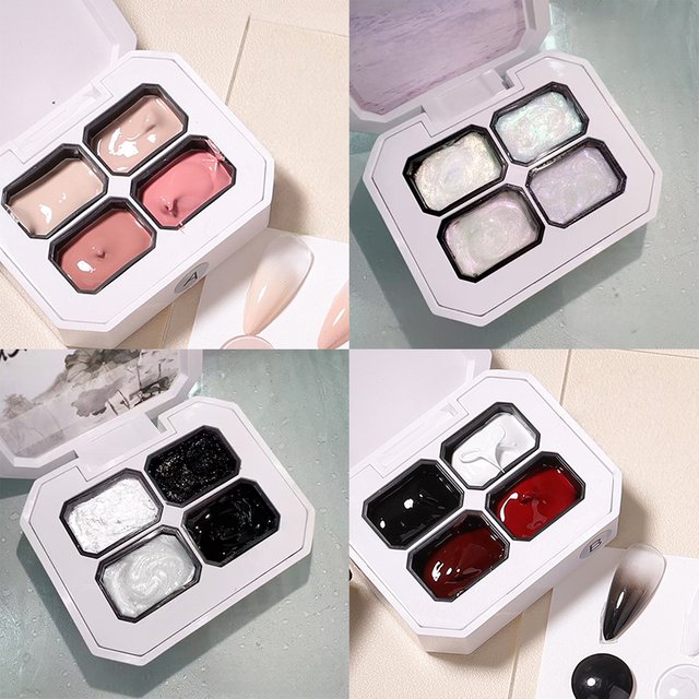 4Colors Pat Painting Gel Nail Polish Popular Color Black Semi-Solid Nail Gel Soak Off UV Gel Nail Supplies