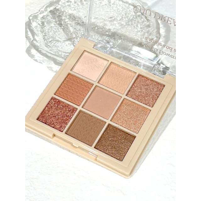 JUJU Dream 9 Color Eyeshadow Palette, Matte And Shimmer Brown Eyeshadows Powder, Long Lasting Blendable Eyeshadow Cosmetics