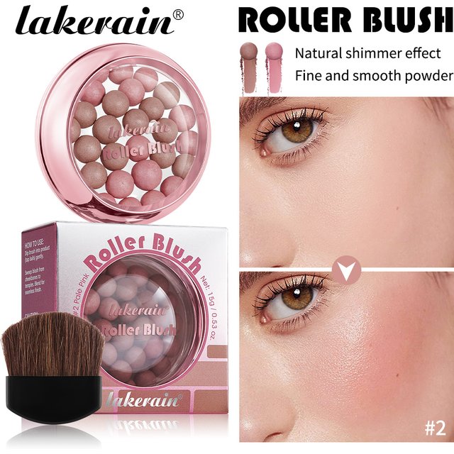 Lakerain Roller Blush Long-lasting Holding Natural Makeup Spherical Appearance Design Powdery Texture Pearlescent Effect Blush