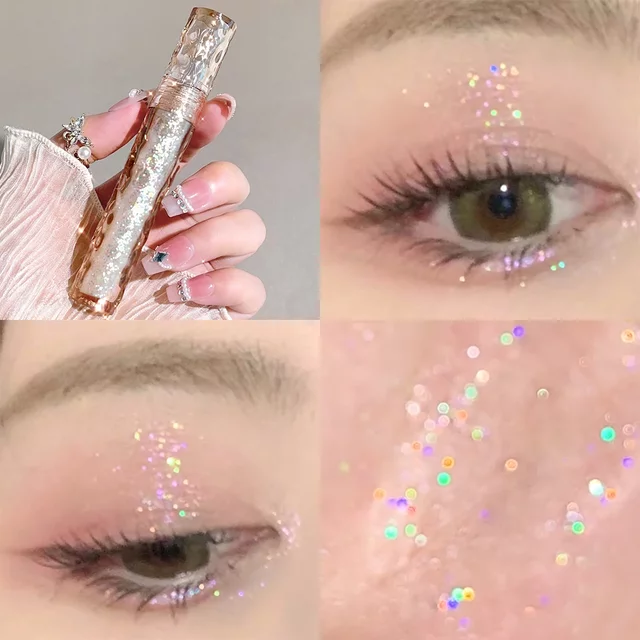 HISYI Colorful Star Flash Eyeshadow Pearlescent Sequins Brighten the Eye Silkworm Monochrome Eyeshadow Liquid High Gloss Makeup
