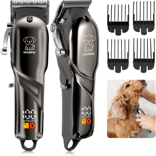 Tondeuse pour animaux de compagnie Solimpia pour chiens et chats, moteur robuste 6500 tr/min, rechargeable par USB, autonomie de 180 minutes, faible niveau sonore
