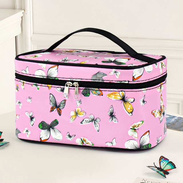 Fashionable Leatherette Cosmetic Bag Square Design Simple Convenient Easy to Carry Makeup Pouch Travel Toiletries Bag