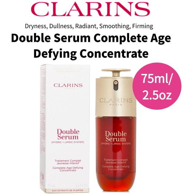 Clarins Double Serum Complete Age Defying Concentrate 75ml/2.5oz, Original Clarins Skin Care for women/Men, Beauty Health Care