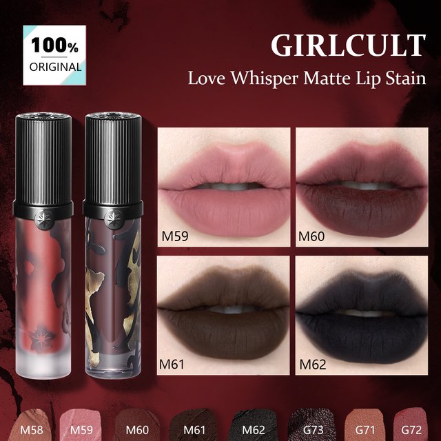 Girlcult Love Whisper Matte Lip Stain, samtmatte Textur, leicht, nicht trocknend, Soft-Focus Matte Finish, edgy Makeup Looks, Geschenk