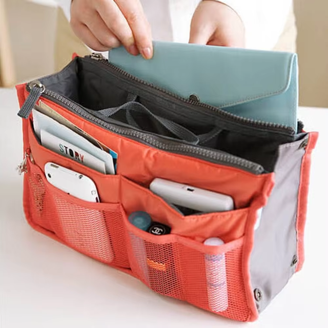 Multi Functional Storage with Thickened Double Zippers Hand-held for Toiletries Cosmetics Storage and Organizing Bag Middle Bag