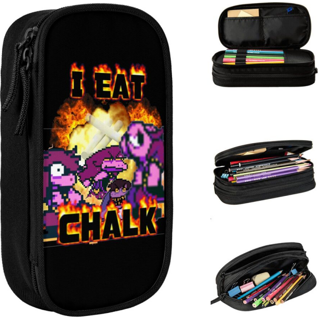 I Eat Chalk Susie Deltarune Pencil Cases Classic Pen Bags Student Large Storage Office Cosmetic Pencilcases