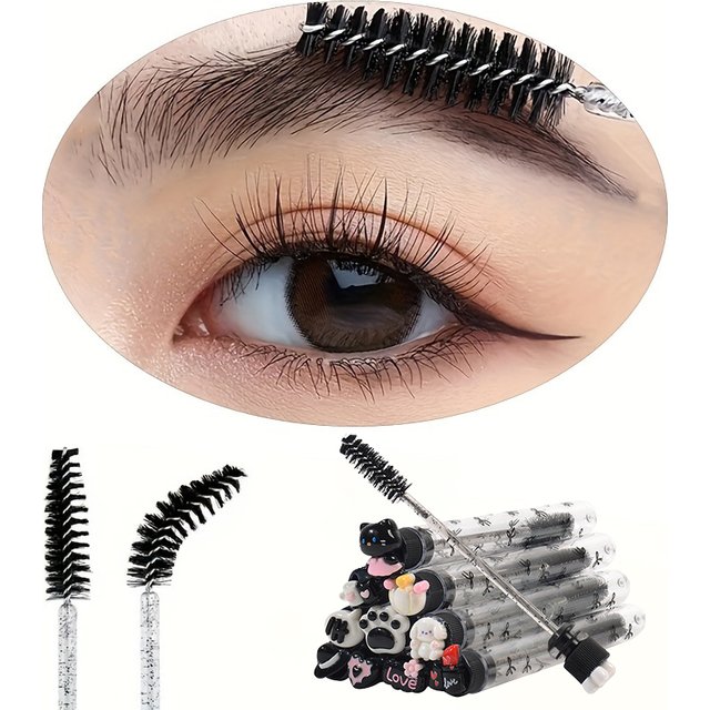 10pcs Women mascara brush, Mascara Tube Brush Set with Protective Case Makeup Brushes, Eyebrow Brush,Spoolie Brush,Random Style