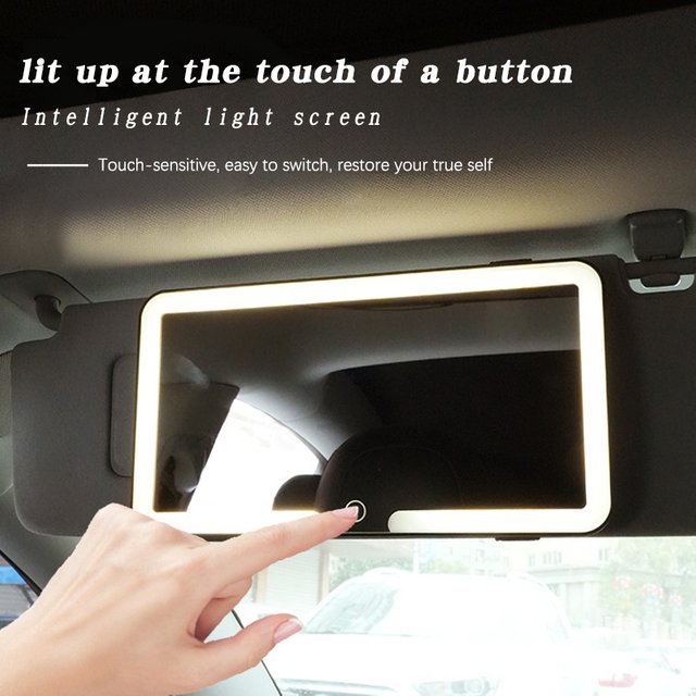 Car-Mounted Makeup Mirror, Detachable LED-Lit Mirror, High-Definition Mirror, Passenger-Side Sunshade Combining Mirror