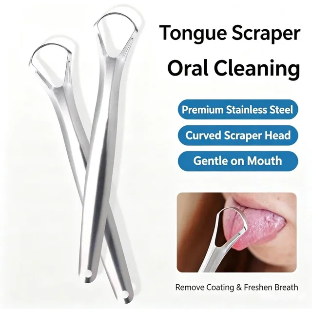 Stainless Steel Tongue Scraper Reusable Tongue Cleaner Oral Care Tongue Scraping Tool for Reducing Bad Breath