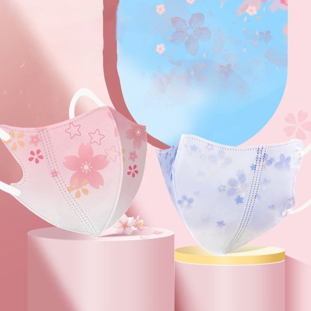 10pcs Gradient Print Color Disposable Face Mask 3D Design 3layer Anti Dust Mask V-face Protective Face Cover Women Female