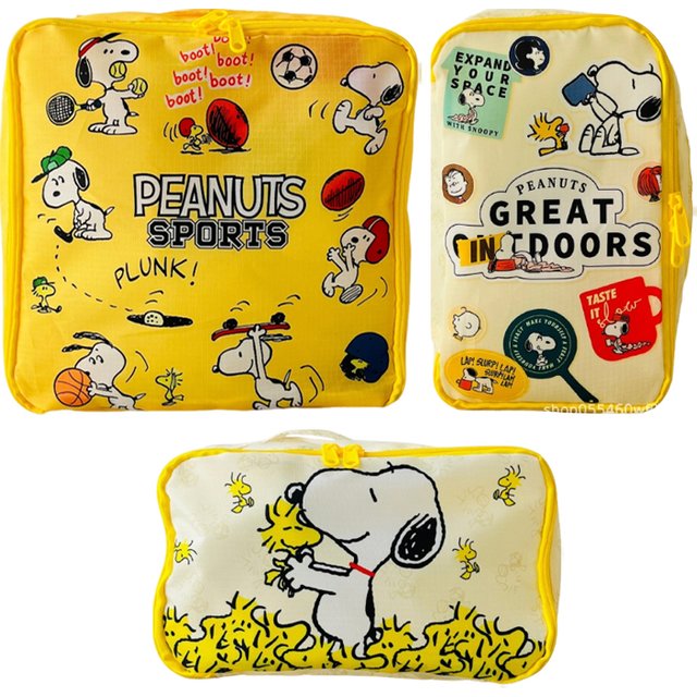 3pcs Set Snoopy Travel Storage Bags Cartoon Suitcase Packing Folding Organizer Cosmetic Toiletries Sorting Pouch with Zipper