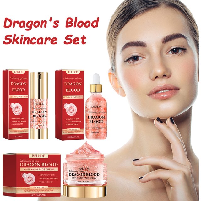 Dragon's Blood Skincare Set Anti-Aging Face Serum & Creams Reduce Wrinkles Firming Smoothing Hydrating Brightening Face SkinCare