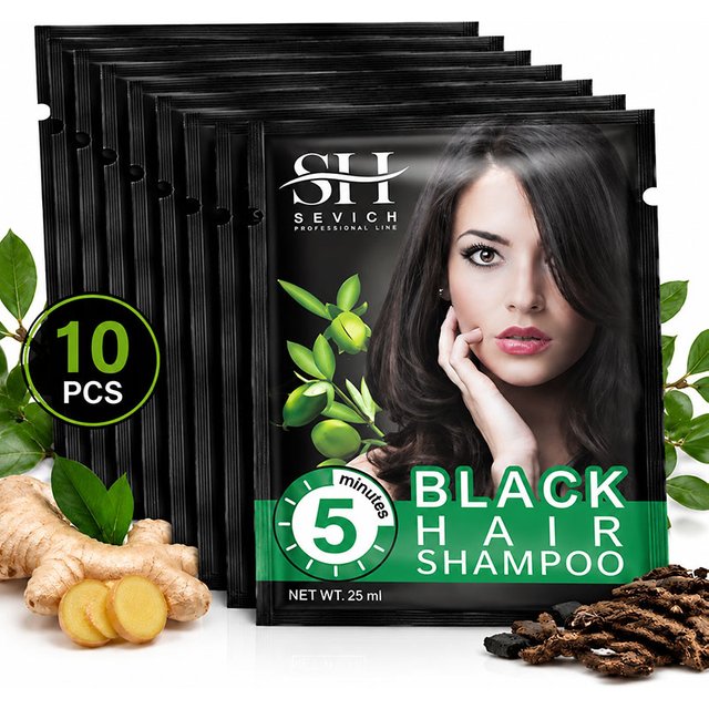 Shampooing pour cheveux noirs, coloration plus rapide en noir, assombrissant les cheveux gris et blancs, shampooing colorant noir, soin capillaire, 1/10 pièces