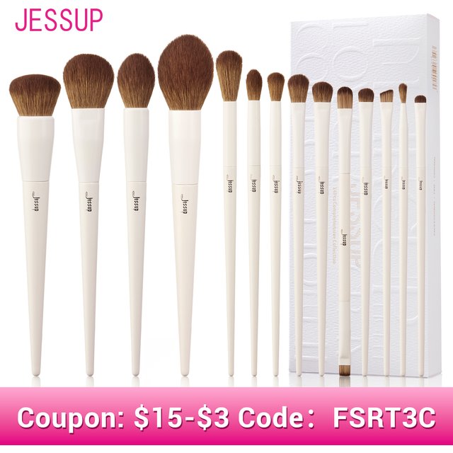 Jessup Makeup Brushes 10-14pc Makeup Brush Set Synthetic Foundation Brush Powder Contour Eyeshadow Liner Blending Highlight T329