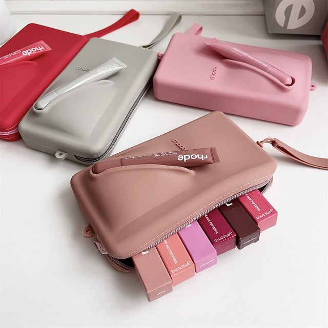 Fashionable Silicone Lipstick Bag Convenient Earphone Storage Pouch Unisex Couple Style Hanging Rope Design Compact Size