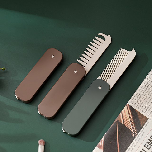 2 In 1 Pocket Folding Combs Wide Tooth Oil Head Comb Beard Combing Barber Hair Clipper Comb Salon Hair Styling Tool