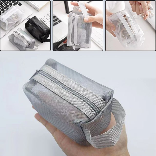 Mesh Transparent Mini Storage Bag, Mesh Coin Purse, Zipper Bag, Lipstick Organizer Bag, Transparent Online Bag