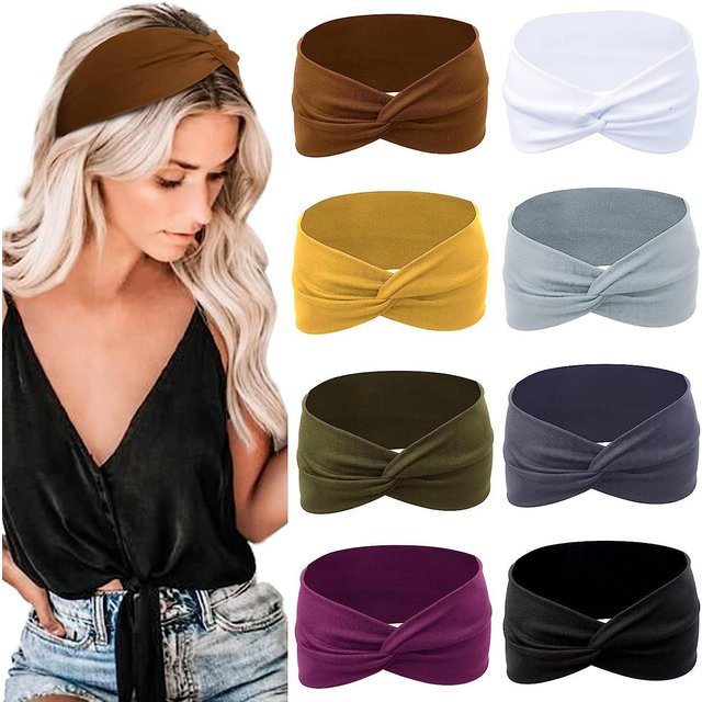 Soft Yoga Fitness Makeup Headband,Stretchy Cross Knotted Headband,Solid Color Hair Wrap for Washing Face Daily Travel Hair Band