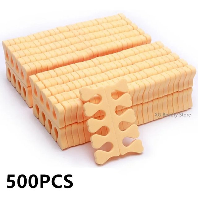 Wholesale 100/200/500pcs Beige Sponge Finger Toe Separators Nail Polish Separators Manicure Pedicure Nail Art Tool Feet Care