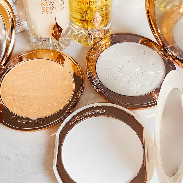 Charlotte White Moonlight Powder & 6 Colors Eye Shadow Cream Setting Spray Lip Cheek Dual-use Powder Blusher Tilbury Cosmetics
