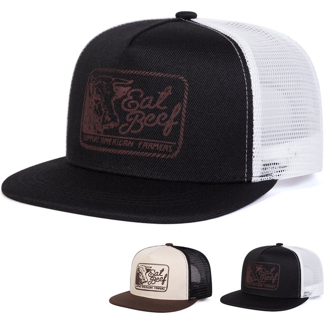 Unisex EAT BEEF Letter Embroidery Hip-hop Net Hats Spring Summer Outdoor Adjustable Casual Baseball Caps Sunscreen Hat Cap