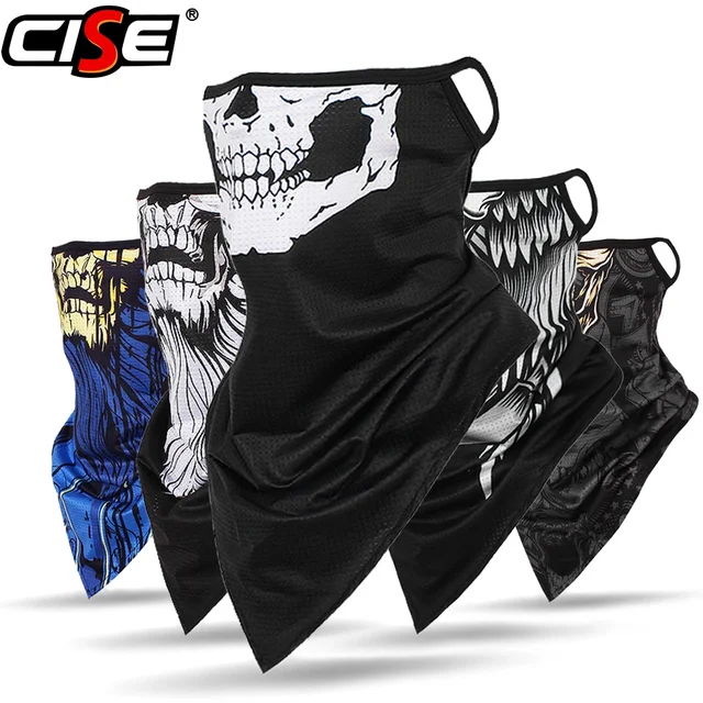 Cagoule respirante en forme de crâne fantôme pour moto, masque facial de motard d'été, cache-cou,