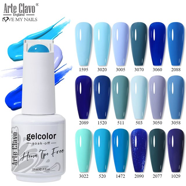 Arte Clavo Blue Color Series Gel Nail Polish Long Lasting Varnish Lacquer Gel Top Base Coat Soak Off Nail Art Design Manicure