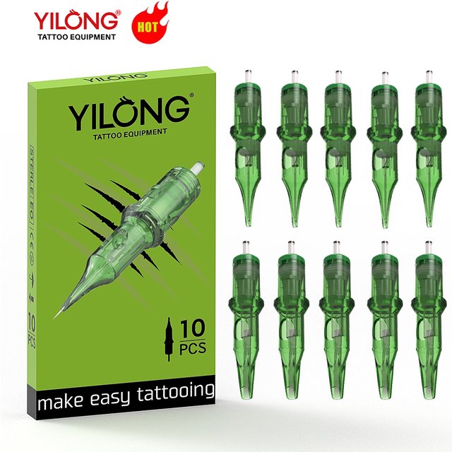 Yilong Tattoo Cartridges RL/RM/RS/M1 Round Liner Disposable Safety Needles Permanent Makeup Tattoo Cartridge For Tattoo Machine