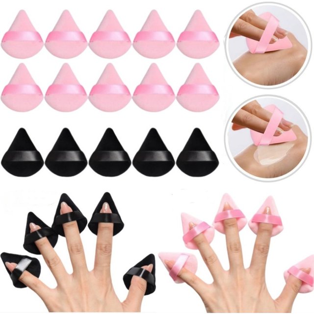 10-30pcs Triangle Mini Velvet Powder Puff Foundation Face Concealer Applicator Cosmetic Finger Sponge Puff Beauty Makeup Tools
