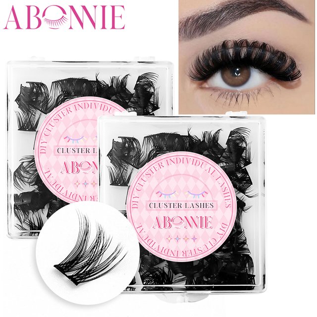 ABONNIE Lashes Cluster DIY Fluffy Individual Eyelashes Extensions Double V 40P False Eyelashes For Makeup Loose Lashes