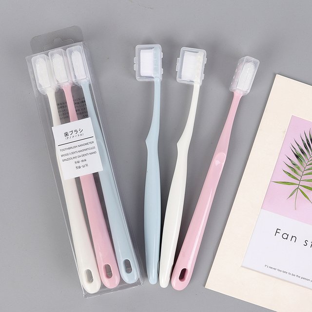 3 PC Macaron Toothbrush Set Sensitive Gums Soft Hair Deep Cleaning Teeth Brush Portable Travel Adult Toothbrush Clean Oral Care