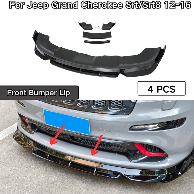 For Jeep Grand Cherokee Srt/Srt8 2012-2016 Car Front Bumper Lip Glossy Black Plastic Body Kit 4PCS Car Accessories Matte Black