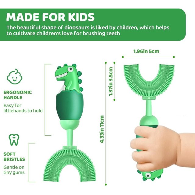 For Children Teeth Whitening Kids Toothbrush U-shaped 360Degrees Silicon Toothbrush