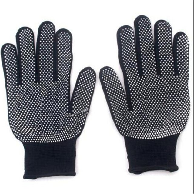 Black Perm Gloves Specialized For Straightening Curly Hair Hand Protection Heat Insulation Anti Slip Gloves Hair Care Styling