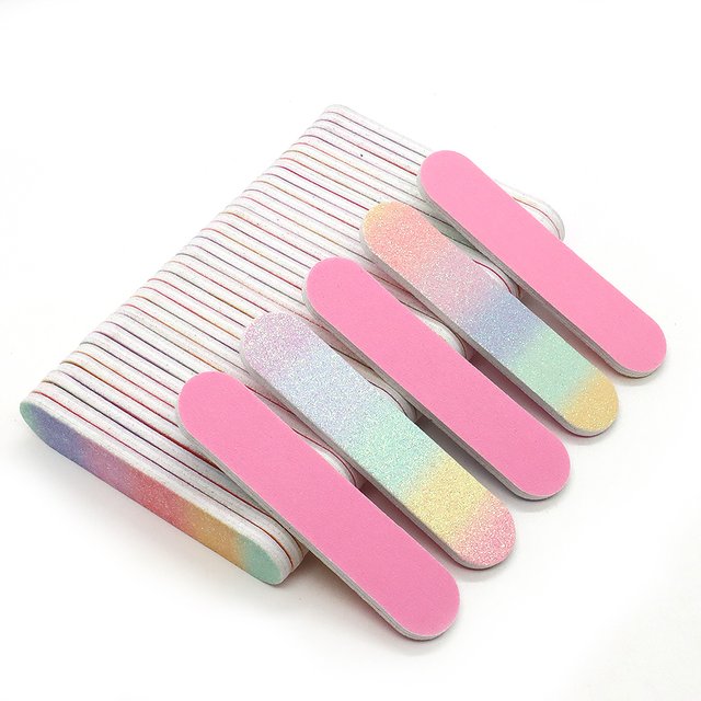 12/24 piece pink glitter nail care kit-heart-shaped buffer crystal rod and double-sided file for nail art and pedicures