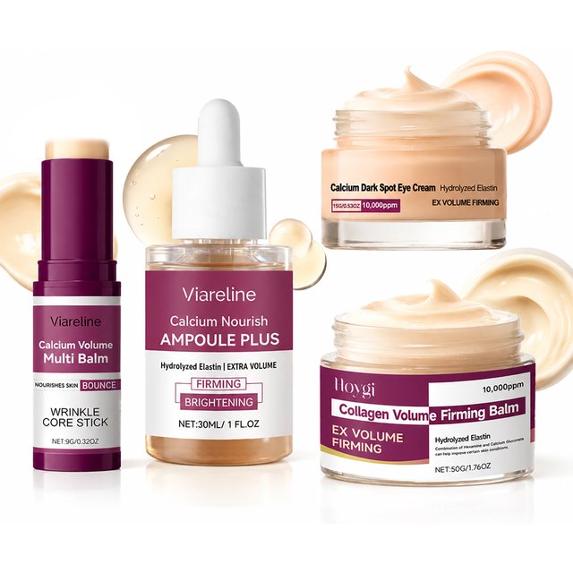 Calcium Volume Skincare 4 Set-Multi Balm/Ampoule/Firming Cream/Eye Cream Fade Fine Lines Repair Skin Barrier Korean Skincare