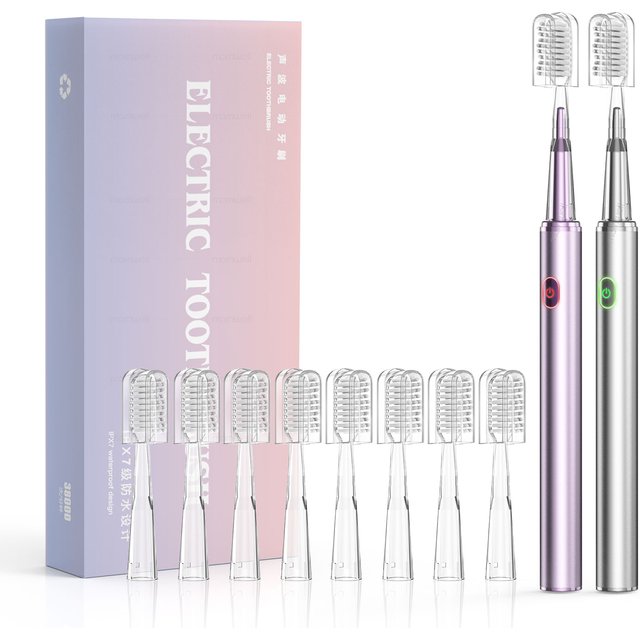 Electric Toothbrush Mental Thin Brush Body Specially for women Pure Wisdom Beauty Soft DuPont Bristle, 4 brush heads Waterproof