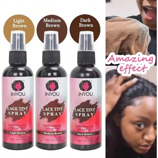 Lace Tint Spray For Wigs, Waterproof Lace Tint Melting Mousse Spray Concealer For Lace Closure Front Wigs Toupees