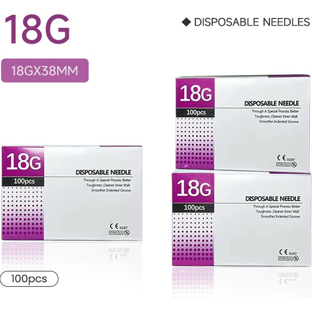 High Quality 18g 38mm Disposable Needle Individually Packaged Sterile Steel Tip Needle Painless Beauty Tools