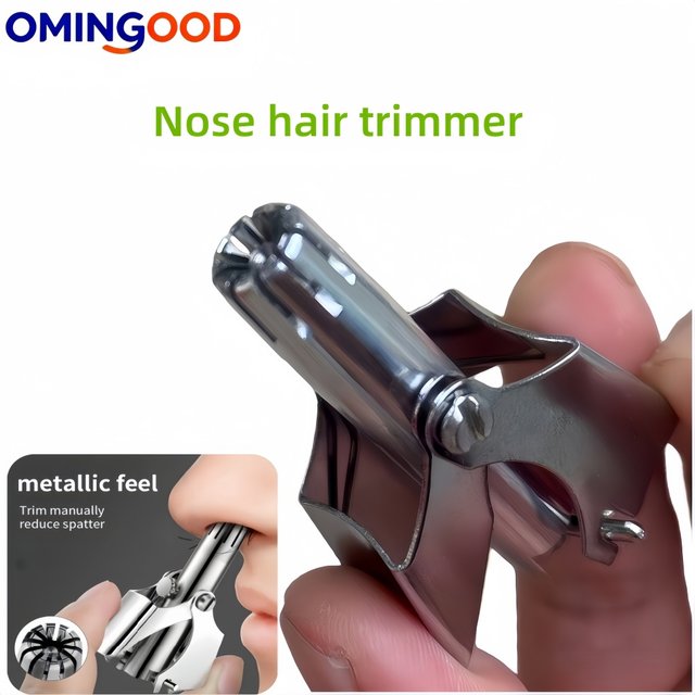 Stainless Steel Nose Hair Trimmer for men and Women Manual Mechanical Shaving Razor Washable Hair Removal Tool with Brush