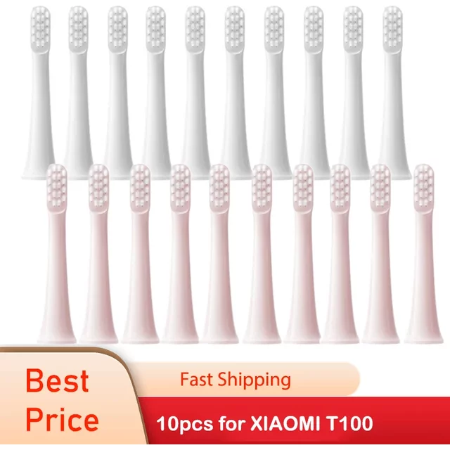 For XIAOMI MIJIA T100 Replacement Brush Heads Sonic Electric Toothbrush Vacuum DuPont Soft Bristle Suitable Nozzles 10Pcs Clean