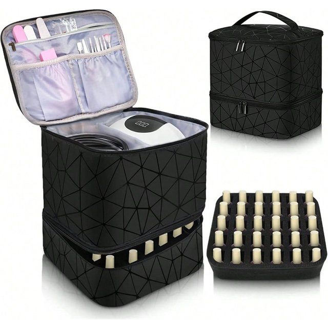 PU Leather Nail Polish Organizer Bag Handheld Nail Polish Storage Bag Nail Kit Supplies Organizer Case For Nail Tech Nail Lamp