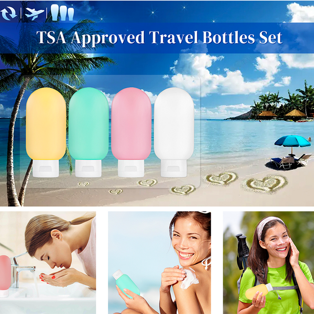 Conteneurs cosmétiques rechargeables de voyage, ensemble de bouteilles de voyage de 60ML, Mini bouteilles à presser pour articles de toilette, shampoing, après-shampooing, 3 pièces/ensemble