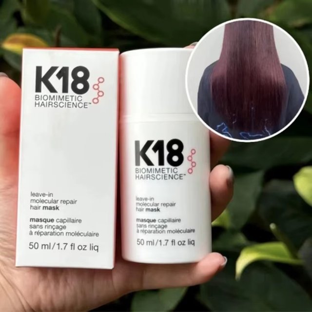 Masque capillaire réparateur moléculaire K18 2-en-1 sans rinçage, best-seller, adoucit et restaure les cheveux abîmés, soin capillaire lissant et sain.